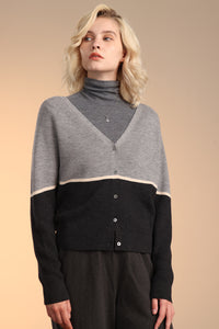 Merino Color-block Cardigan