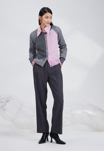 Merino color plaiting cardigan