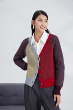 Load image into Gallery viewer, Heavy-knits merino color plaiting cardigan