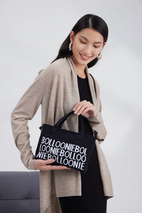 small bag, top handle bag, knitted bag, bolloonie, knitwear